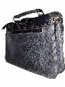 Leather Crossbody Satchel Handbag, Blue With Gold Splatter Pattern, Vintage Style with Multiple Compartments