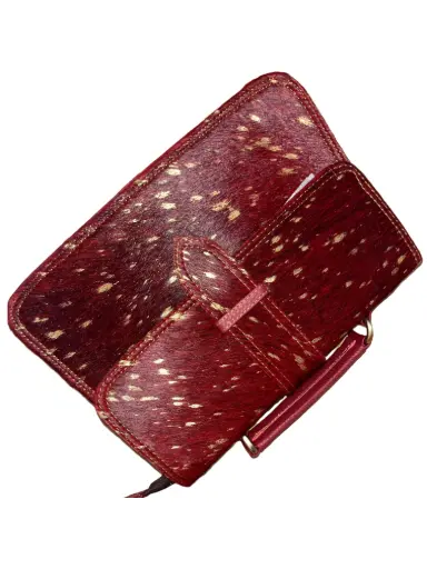 Handcrafted Genuine Leather Handbag for Women – Exotic Hair-On Hide with Golden Accents